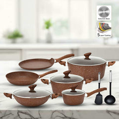 12pcs granite cookware set 5 Layer coated with Induction Base
