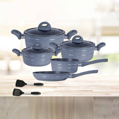 Cookware Set 10 Pcs Granite Coated Complete Set - Grey Colour