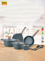 eco friendly marble cookware set 11 pieces with 5 layer coating with induction base