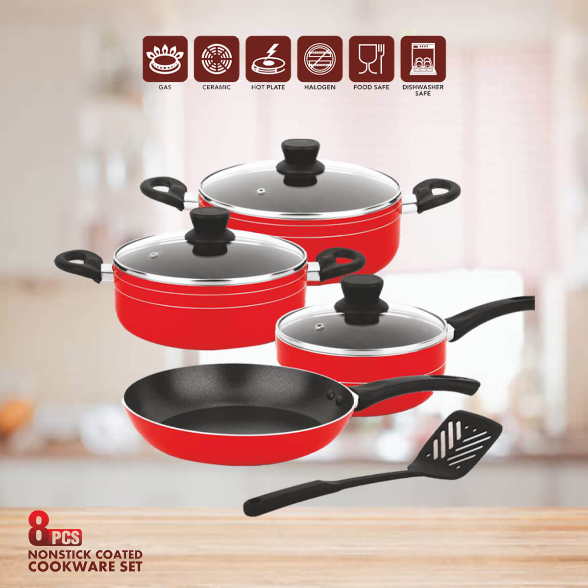 8pc cookware set non stick