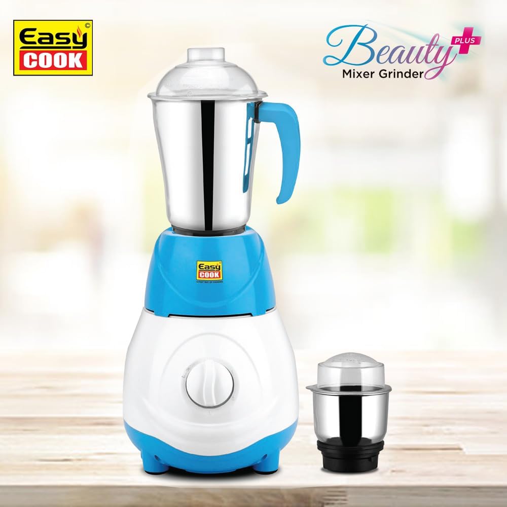 Juicer Mixer Grinder blue with kitchen background