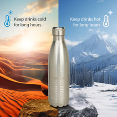 Briiton Fijicola Stainless steel Water Bottle Steel,18/8 Food Grade Thermo Vacuum Insulated Flask,24hrs Hydro Hot and Cold,SS304 Aqua Sports Bottle,BPA-Free,For School,office,Gym,Travel