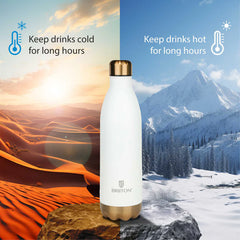 Briiton Flare Cola Stainless Steel Water Bottle | Copper Coated Vacuum Insulation | Powder Coated | Secure Grip | Leakproof Easy Pour Cap | Hot & Cold Thermos | Aqua Hydro