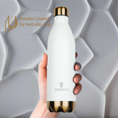 Briiton Flare Cola Stainless Steel Water Bottle | Copper Coated Vacuum Insulation | Powder Coated | Secure Grip | Leakproof Easy Pour Cap | Hot & Cold Thermos | Aqua Hydro