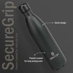 Briiton Supera Water Bottle | Stainless Steel | Copper Coated Vacuum Insulation | Powder Coated | Secure Grip | Leakproof Flask | Hot & Cold Thermos | Aqua Hydra